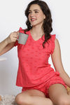 Zivame 2 Mile Fashion Sweetheart Diaries Knit Cotton Shorts Set - Rose of Sharon — thumbnail 1